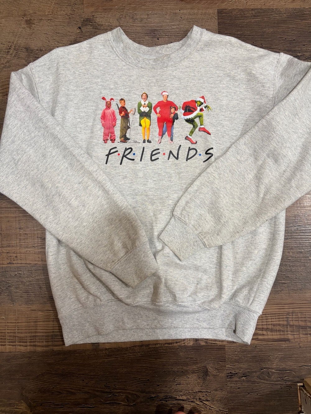 Gildan Light Gray Friends Holiday Crewneck Sweatshirt